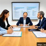 Home 18 협동조합 창업 시 필요한 자료 및 리소스 - A detailed and professional scene of a diverse group of cooperative members in a modern meeting room...